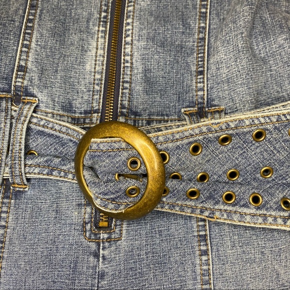 Vintage Y2K Armor Denim 1 piece Jumpsuit Flared Belted Hippiecore Women’s Small - Picture 8 of 14